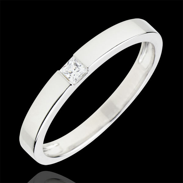 Bague Solitaire Epure - diamant Princesse 0.08 carat - or blanc