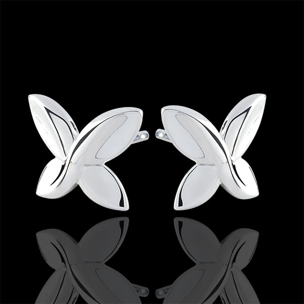 Boucles d'oreilles Papillon Origami - or blanc 9 carats