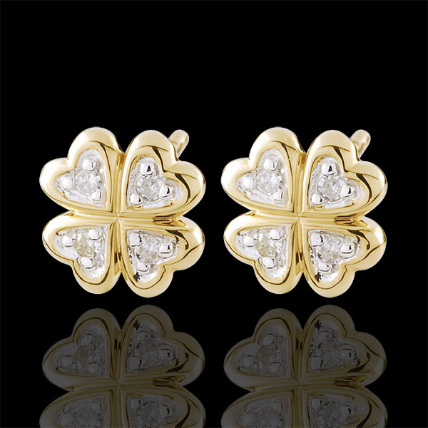 Boucles d'oreilles Eclosion - Ma chance - diamants - or blanc e