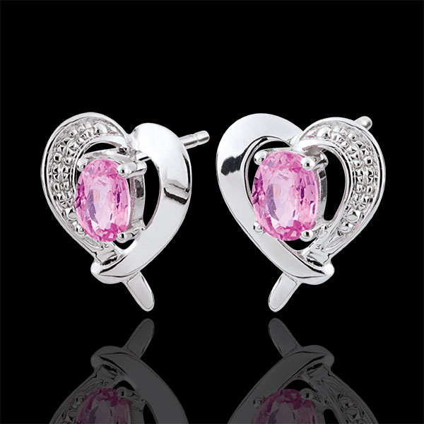 Boucles d'oreilles Coeurs Fraisier - or blanc 9 carats