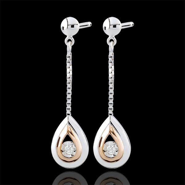 Boucles d'oreilles Larmes d'antilope - pendantes or blanc et or