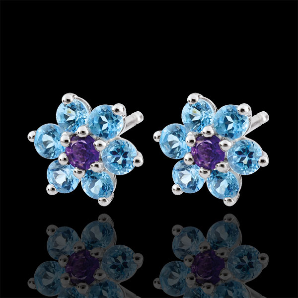 Boucles d'oreilles Fleurs des neiges - or blanc 9 carats