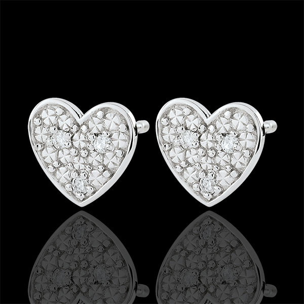 Boucles d'oreilles coeur Dita - or blanc 9 carats