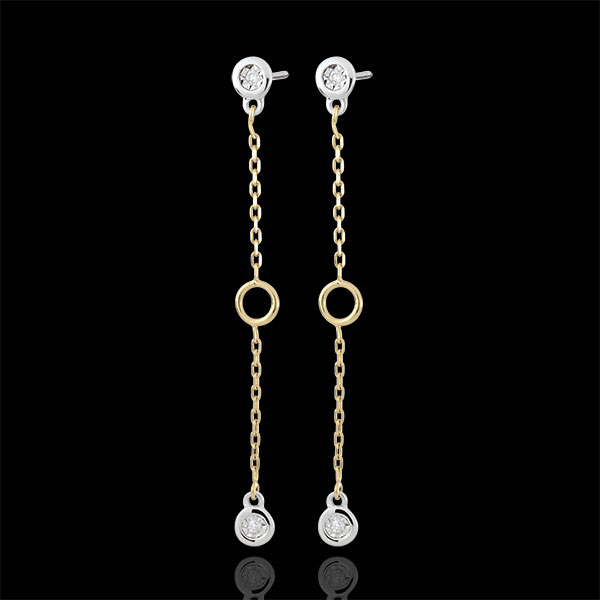 Boucles d'oreilles Satine or blanc et or jaune 9 carats