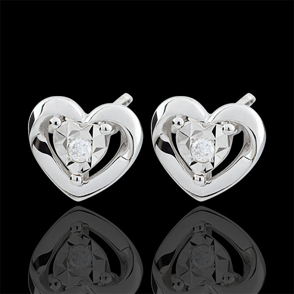 Boucles d'oreilles Petits coeurs - or blanc 9 carats