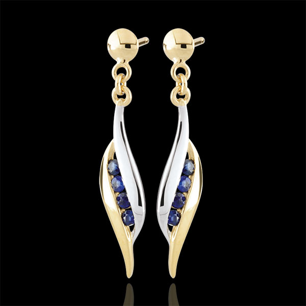 Boucles d'oreilles Daniella - saphirs - or blanc et or jaune 9 c