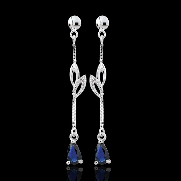 Boucles d'oreilles Evina - or blanc 18 carats et saphirs