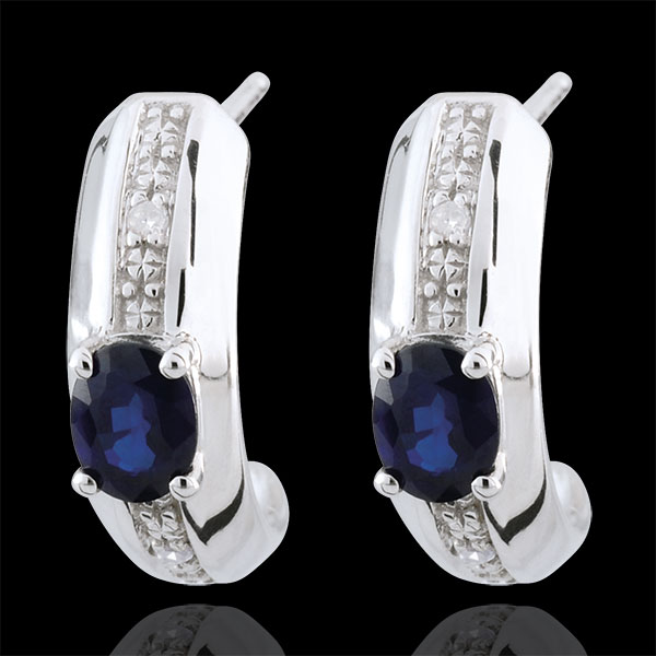 Boucles d'oreilles Jalouse - saphirs - or blanc 9 carats