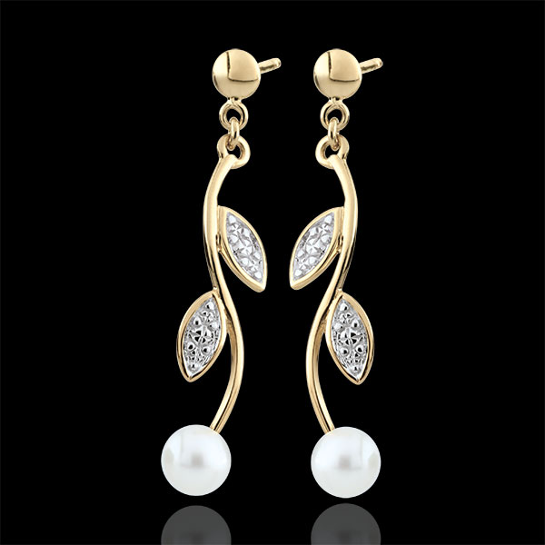 Boucles d'oreilles Eté nacré - perles - or blanc et or jaune