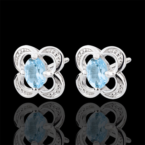 Boucles d'oreilles Mini Flora - topaze - or blanc 9 carats