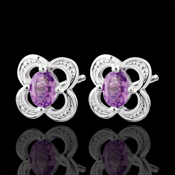 Boucles d'oreilles Mini Flora - améthyste - or blanc 9 carats