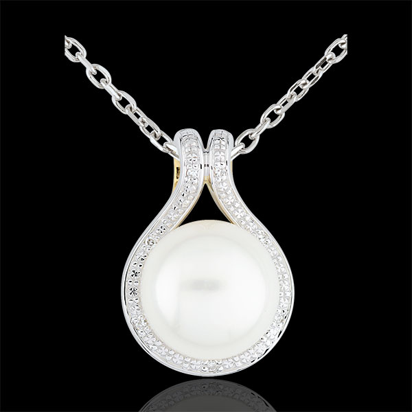 Pendentif AdÃ©lie - perles et diamants - or blanc 9 carats