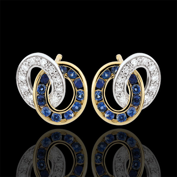 Boucles d'oreilles Duorama - saphirs et diamants - or blanc et o