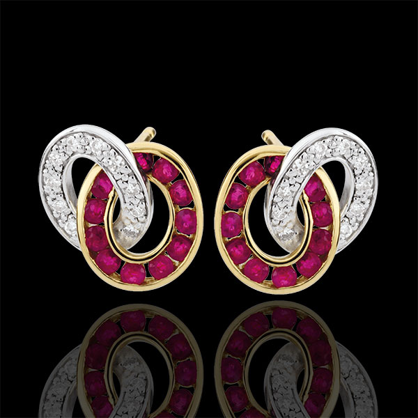 Boucles d'oreilles Duorama - rubis et diamants - or blanc et or