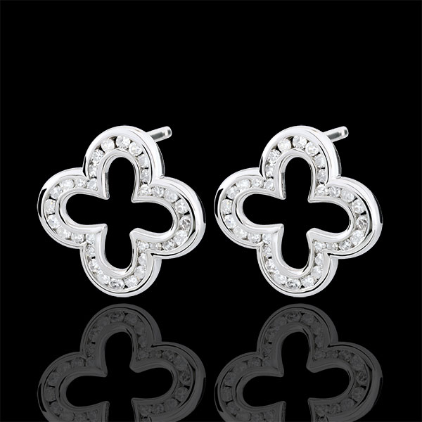 Boucles d'oreilles Erita - 64 diamants - or blanc 9 carats