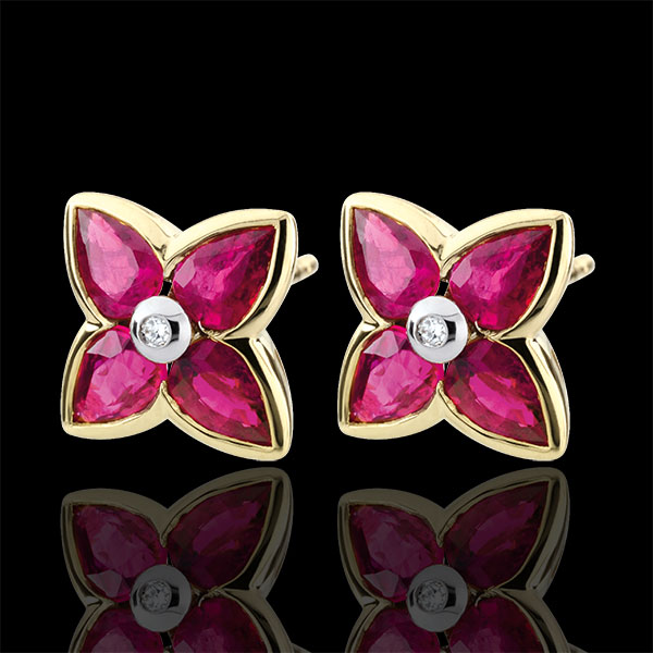 Boucles d'oreilles Belle étoile - rubis - or jaune 9 carats