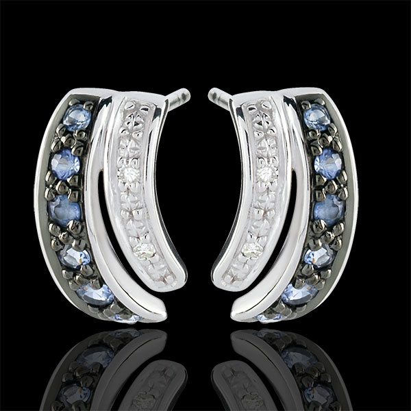 Boucles d'oreilles Savina - saphirs - or blanc 9 carats