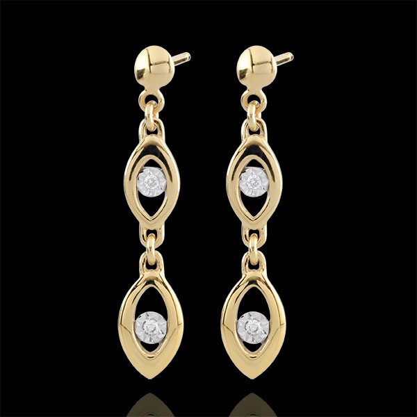 Boucles d'oreilles Le charme du paon - deux ors - or blanc et or