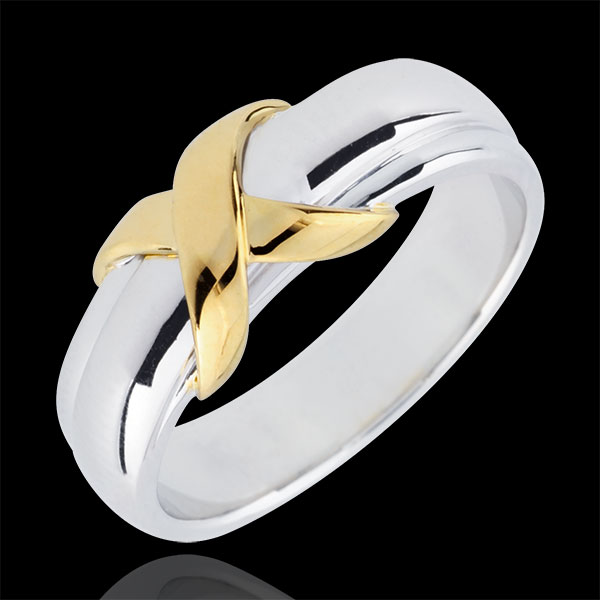 Anneau Signe or blanc et or jaune 9 carats