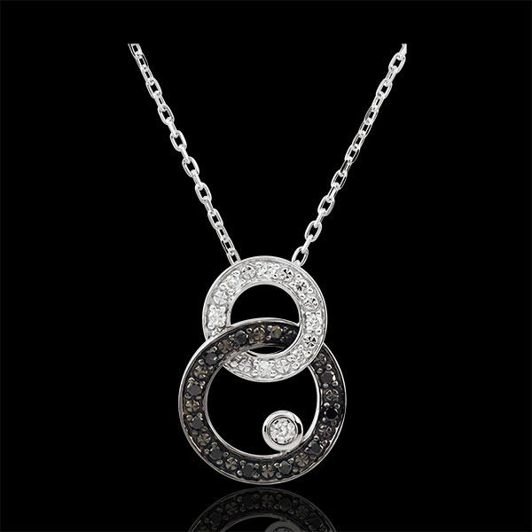 Collier Clair Obscur - Duo de Lunes - diamants noirs et blancs - or blanc 18 carats