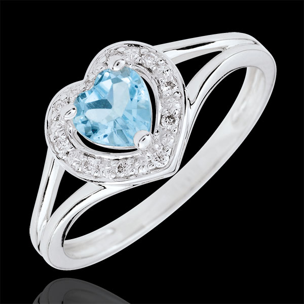 Bague Coeur Enchantement - topaze bleue - or blanc 9 carats