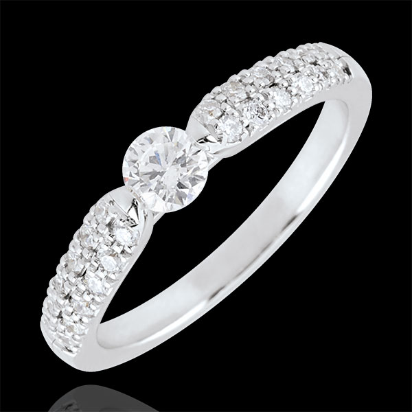 Bague solitaire diamant Triomphale - or blanc 9 carats - 0.25 ca