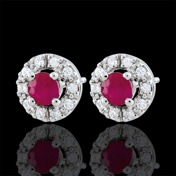 Boucles d'oreilles Clévia - rubis - or blanc 9 carats