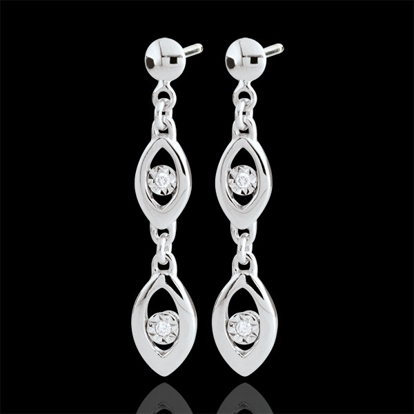 Boucles d'oreilles Le charme du paon - or blanc 18 carats