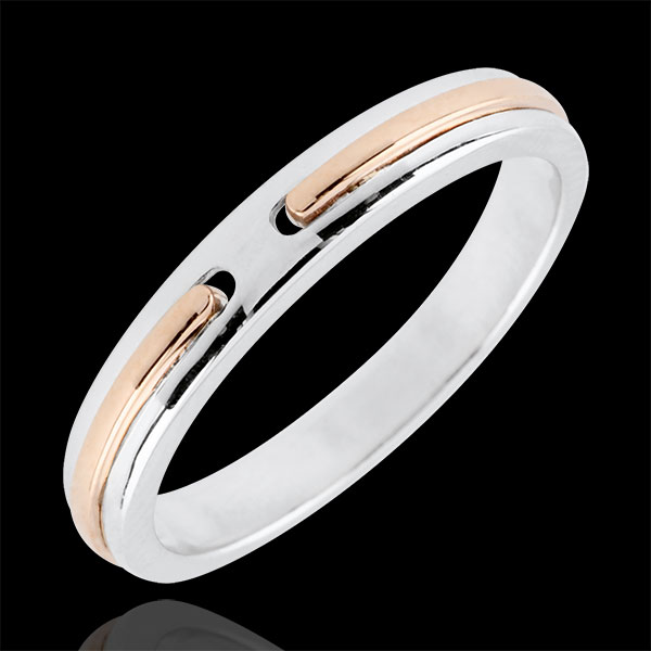Alliance Promesse - petit modèle - or blanc et or rose 9 carats