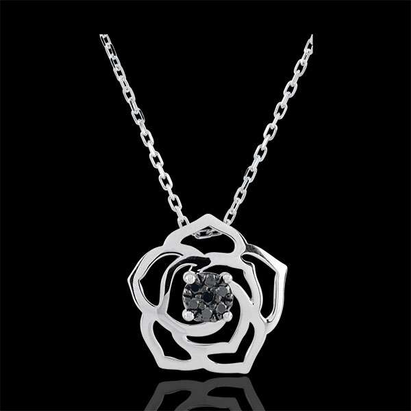 Collier Fraicheur - Rose Absolue - or blanc 9 carats et diamants