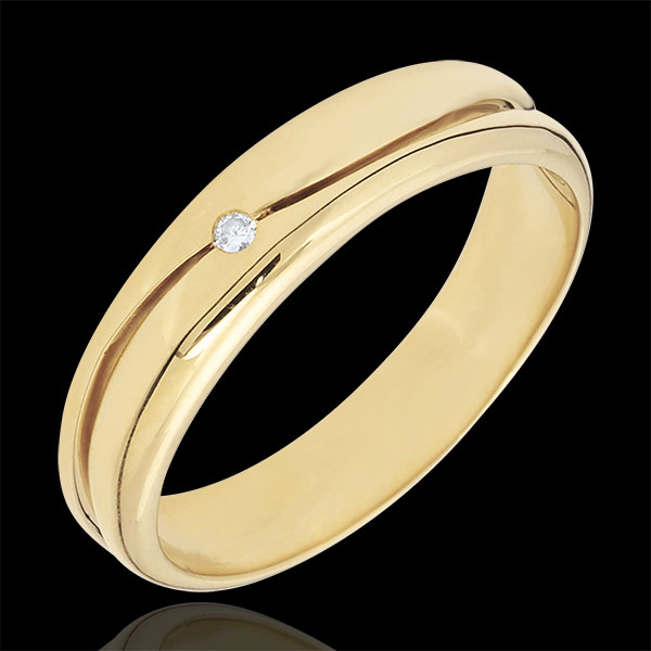 Bague Amour - Alliance homme or jaune 18 carats - diamant 0.022