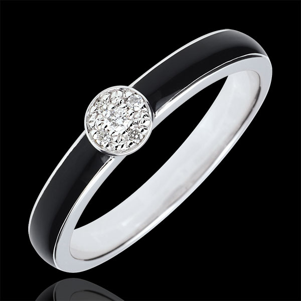 Bague Clair Obscur Solitaire - laque noire et Diamants 0.04 ct -