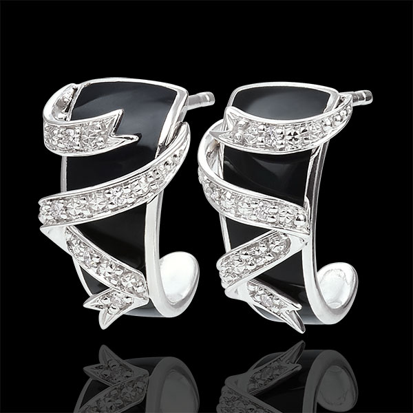 Boucles d'oreille or blanc 9 carats Clair Obscur - Ruban d'étoi