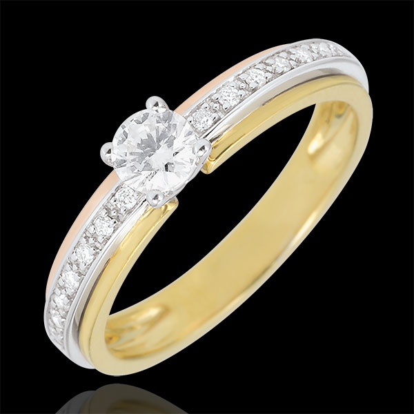 Bague de FianÃ§ailles Solitaire DestinÃ©e - Ma Reine - Petit ModÃ¨le - 3 ors - trois ors 9 carats