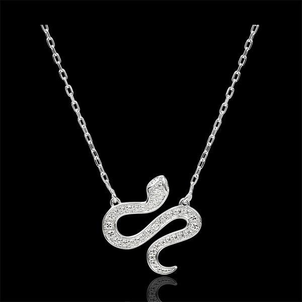 Collier Balade Imaginaire - Serpent Envoutant - or blanc 9 carat