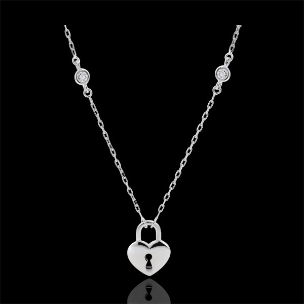 Collier Précieux Secret - Coeur - or blanc 9 carats