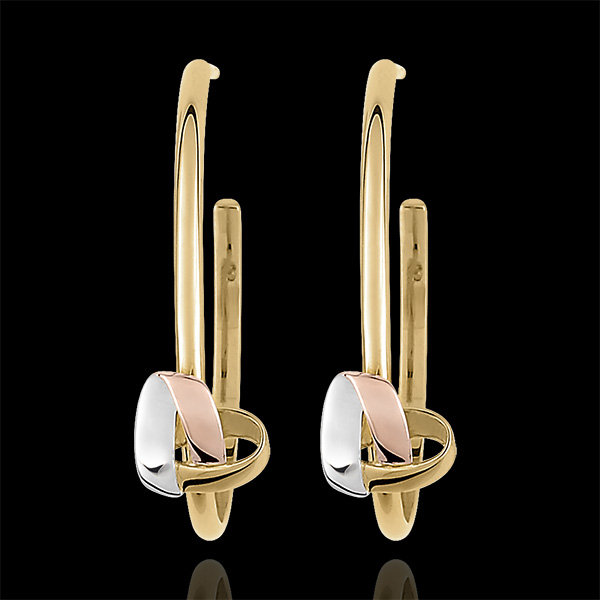 Boucles d'oreilles Créoles Coeur Pliage 3 ors 18 carats